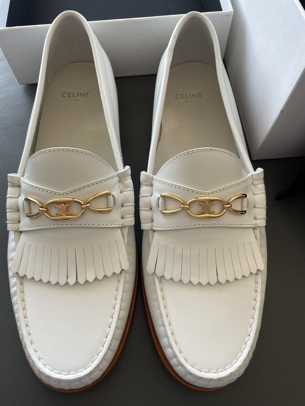 Celine × Hedi Slimane Celine Hedi Slimane Triomphe Leather Logo Loafer Shoes Size US 7 / EU 40 - 15 Thumbnail