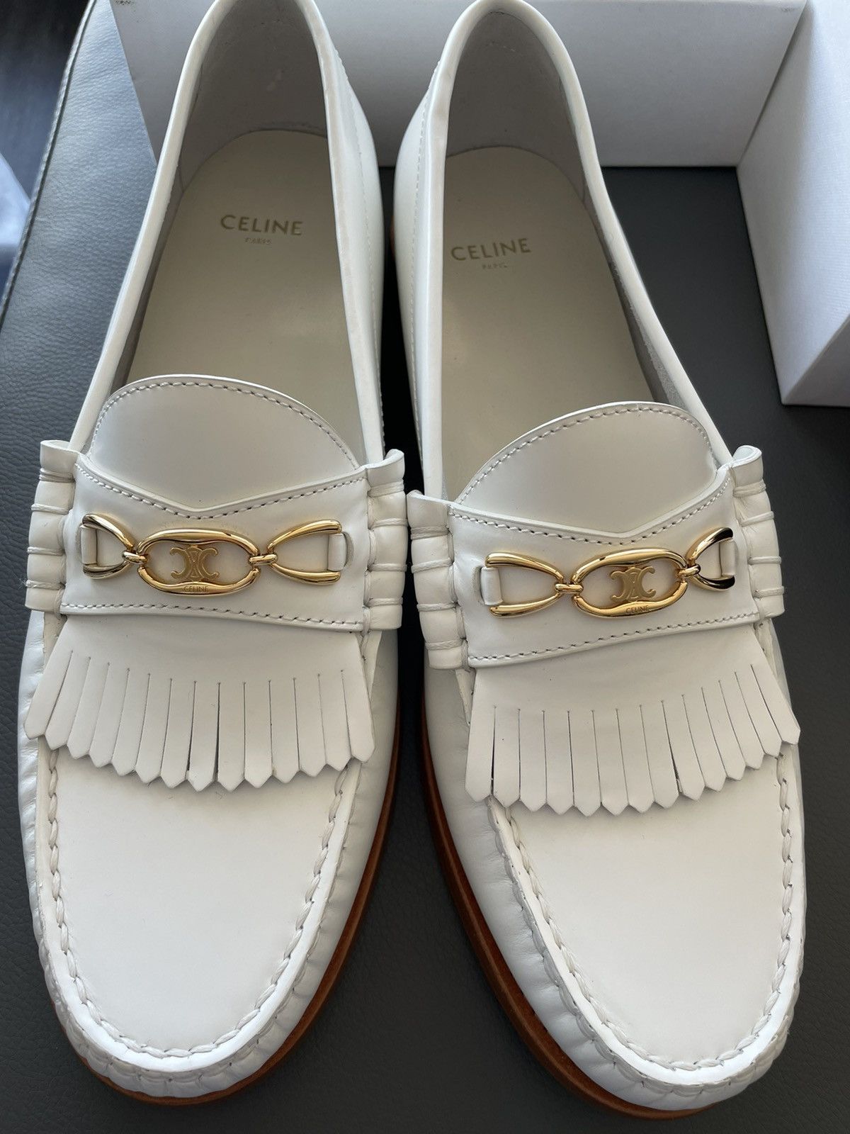 Celine × Hedi Slimane Celine Hedi Slimane Triomphe Leather Logo Loafer Shoes Size US 7 / EU 40 - 1 Thumbnail
