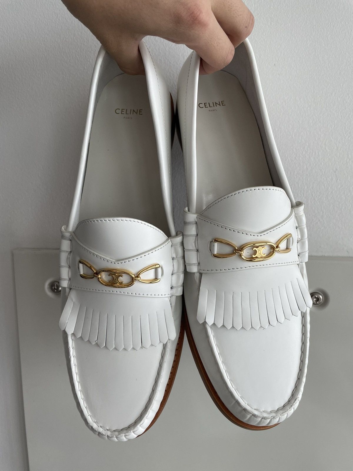 Celine × Hedi Slimane Celine Hedi Slimane Triomphe Leather Logo Loafer Shoes Size US 7 / EU 40 - 20 Thumbnail