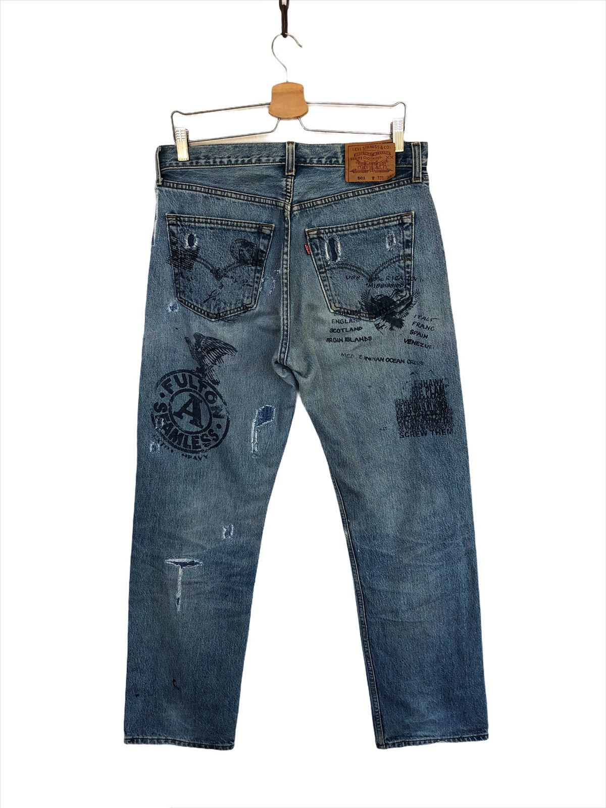 Levi's Made & Crafted Vintage Levi's 501 Anarchy Painter Distressed Denim Jeans Size US 32 / EU 48 - 2 Thumbnail