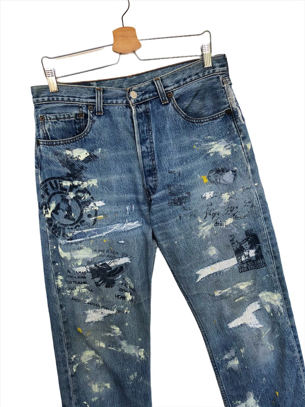 Levi's Made & Crafted Vintage Levi's 501 Anarchy Painter Distressed Denim Jeans Size US 32 / EU 48 - 3 Thumbnail