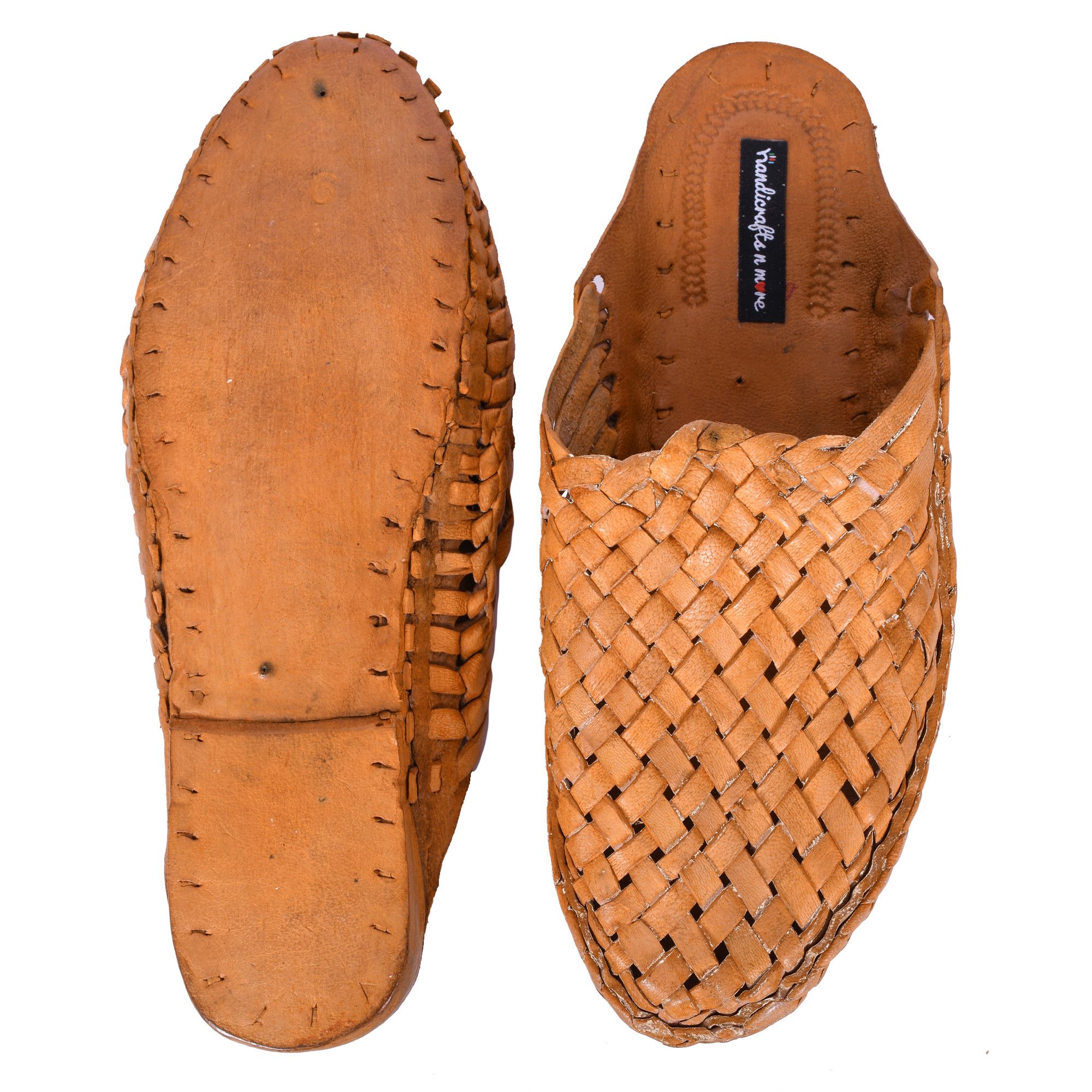 Handmade Criss Cross Leather Men Shoes, Men's Slippers, Indian Shoes Size US 12 / EU 45 - 1 Thumbnail