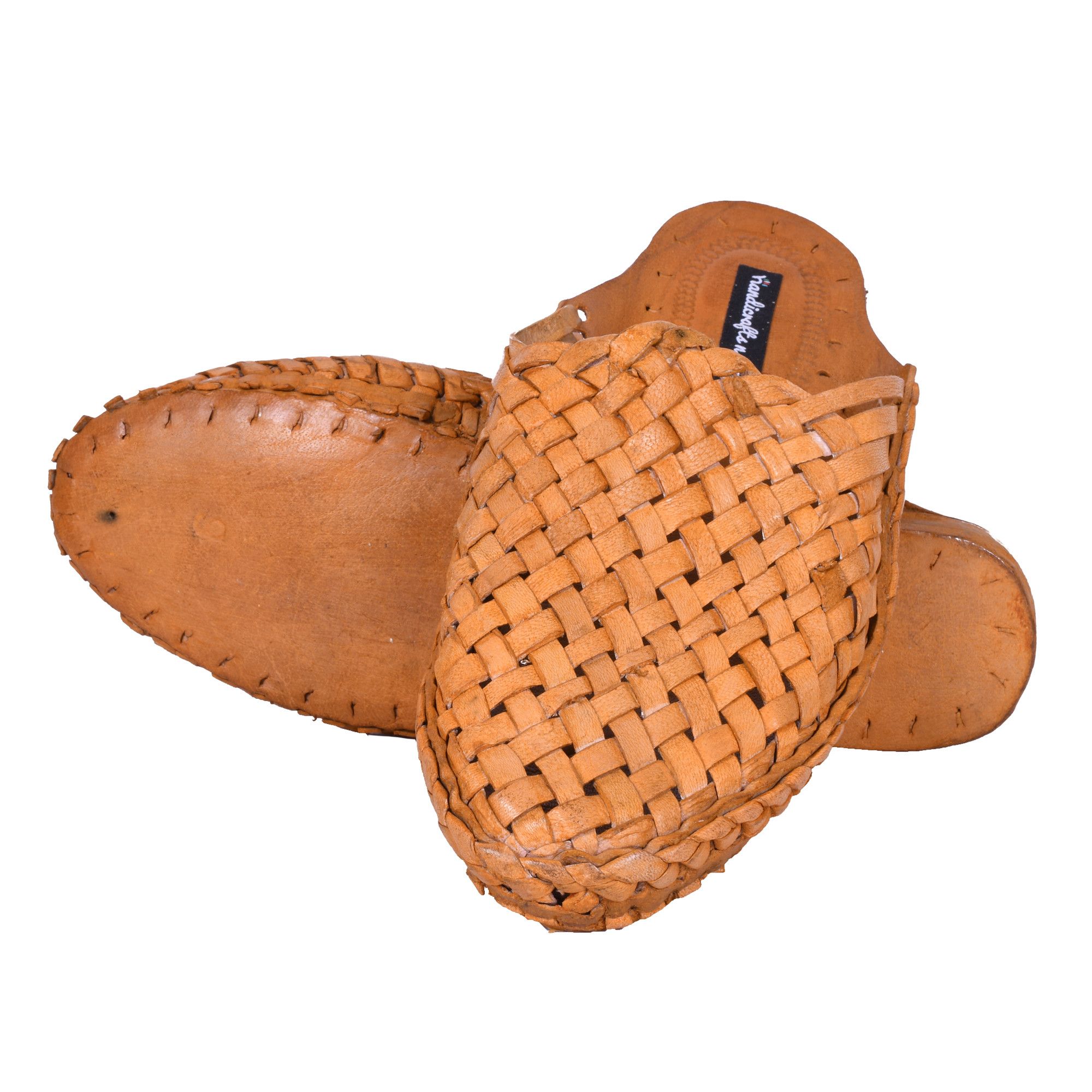 Handmade Criss Cross Leather Men Shoes, Men's Slippers, Indian Shoes Size US 12 / EU 45 - 2 Thumbnail