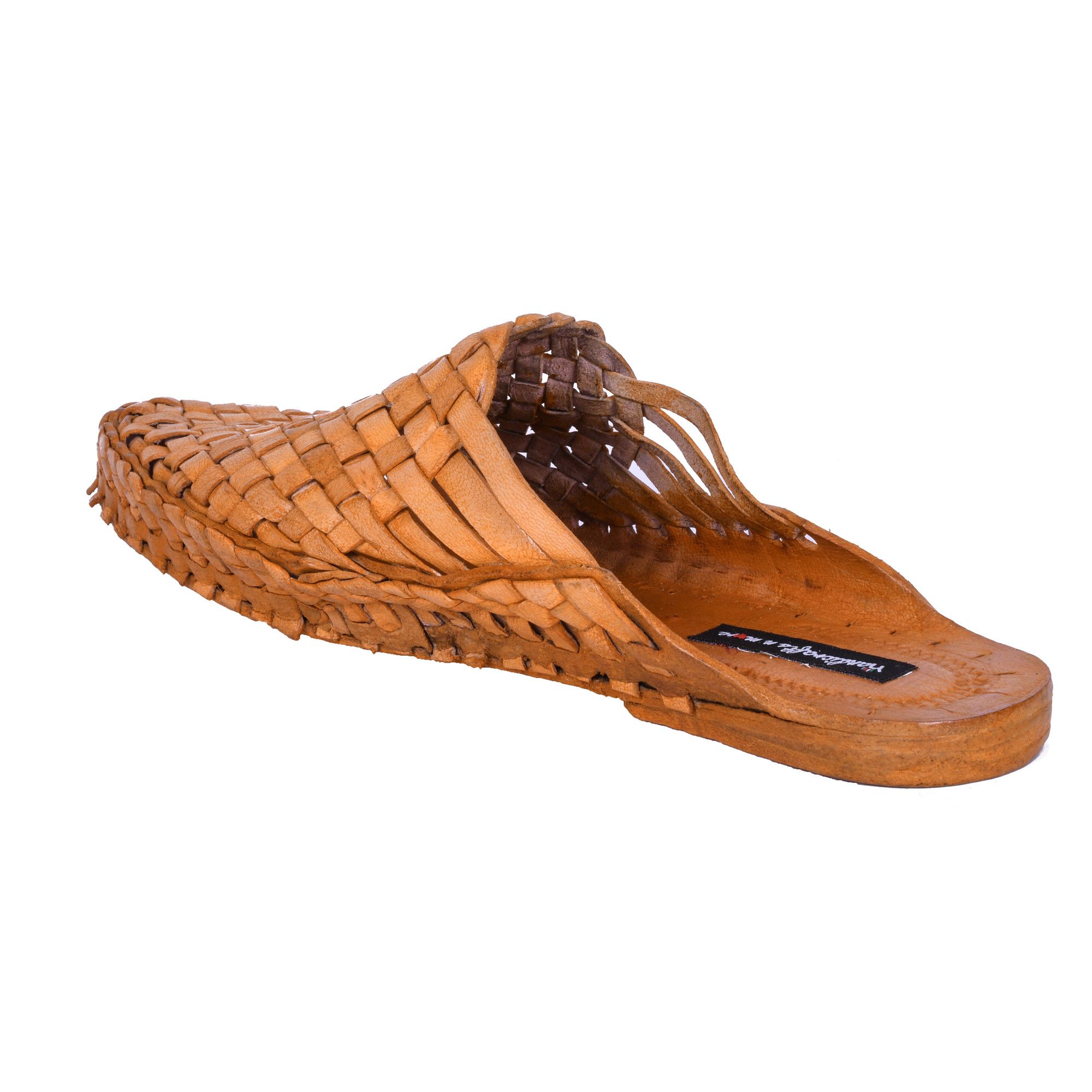 Handmade Criss Cross Leather Men Shoes, Men's Slippers, Indian Shoes Size US 12 / EU 45 - 3 Thumbnail