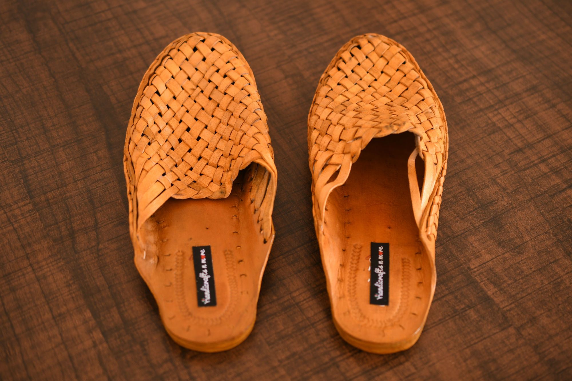 Handmade Criss Cross Leather Men Shoes, Men's Slippers, Indian Shoes Size US 12 / EU 45 - 5 Thumbnail