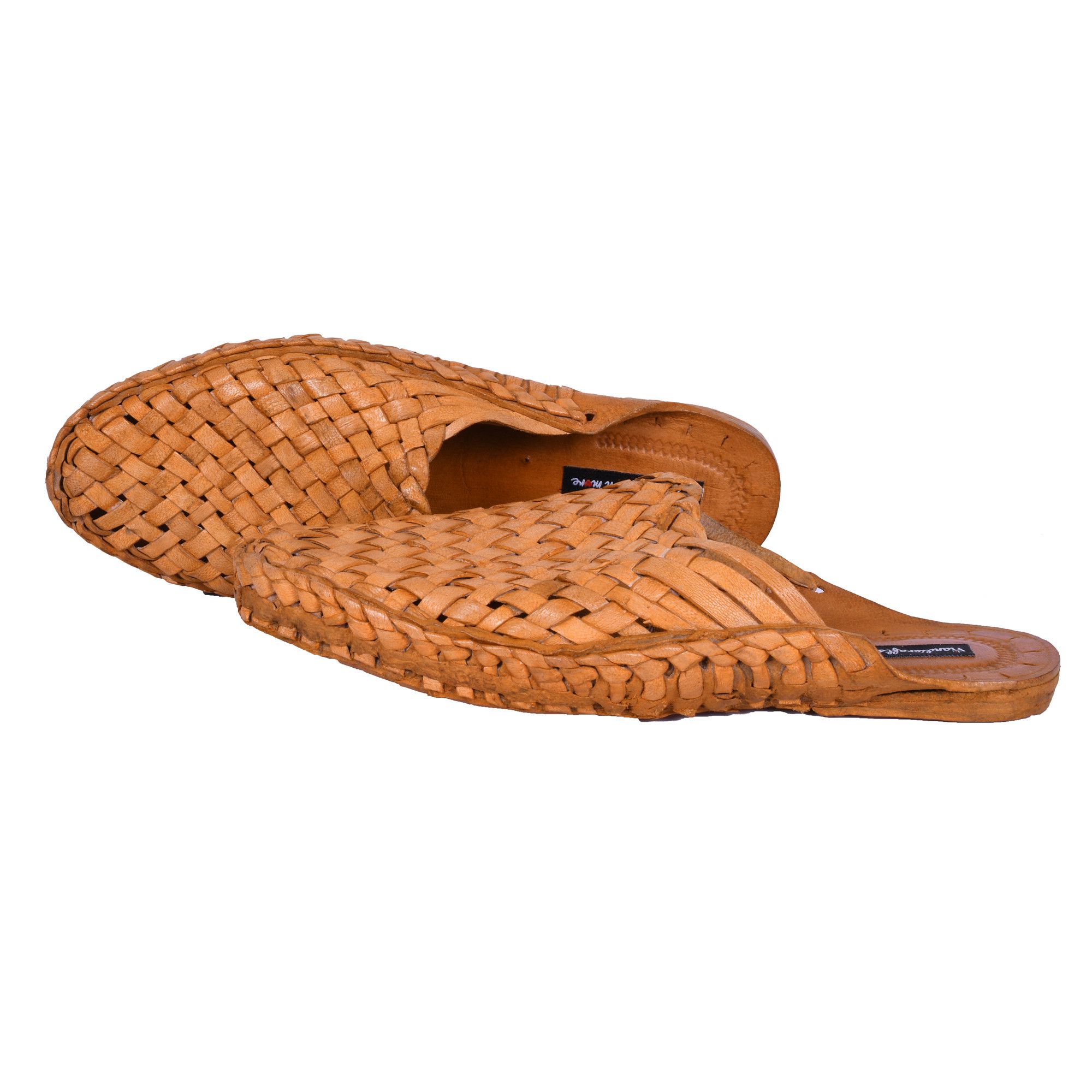 Handmade Criss Cross Leather Men Shoes, Men's Slippers, Indian Shoes Size US 12 / EU 45 - 4 Thumbnail