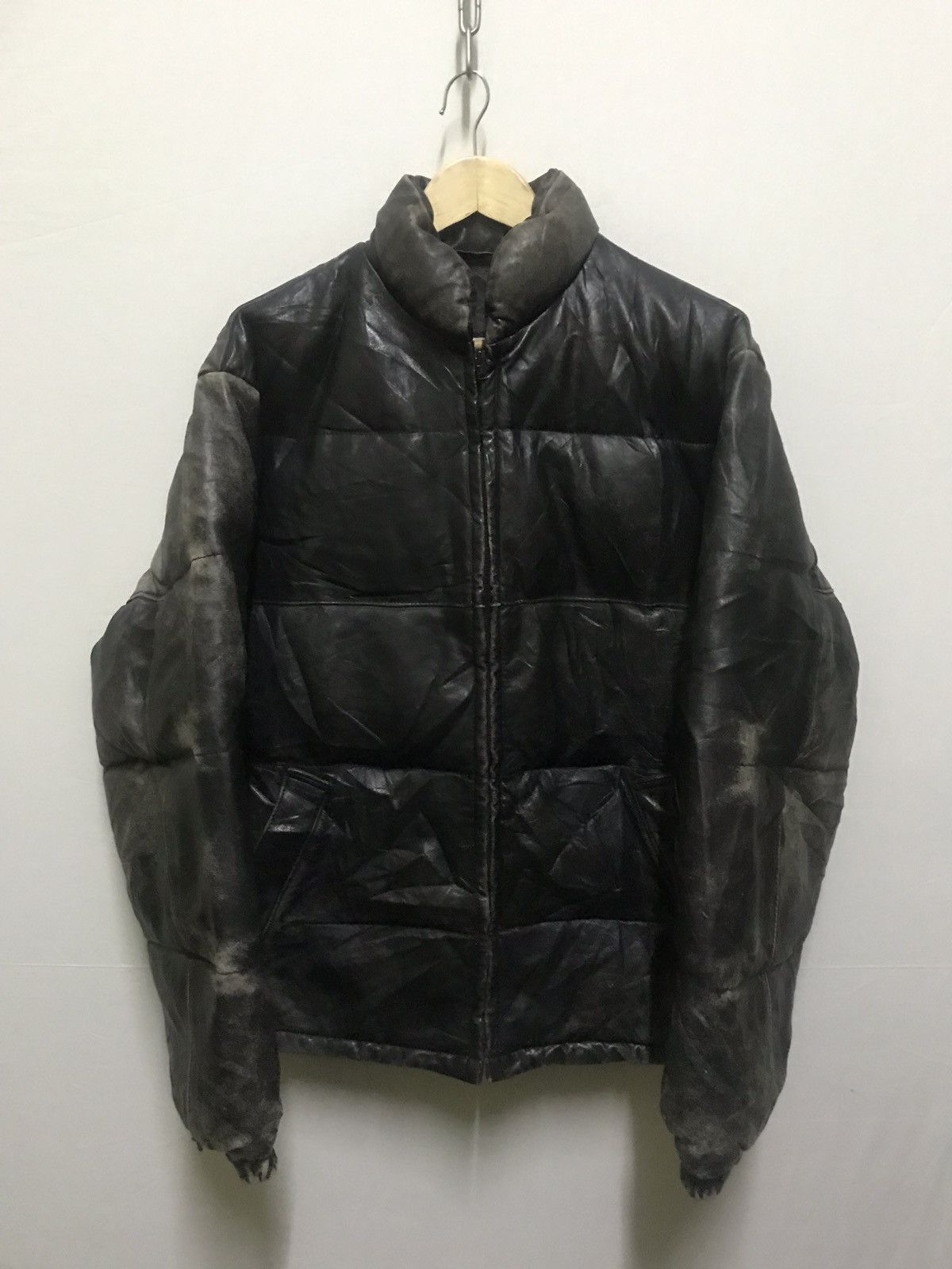 schott down puffer leather jacket