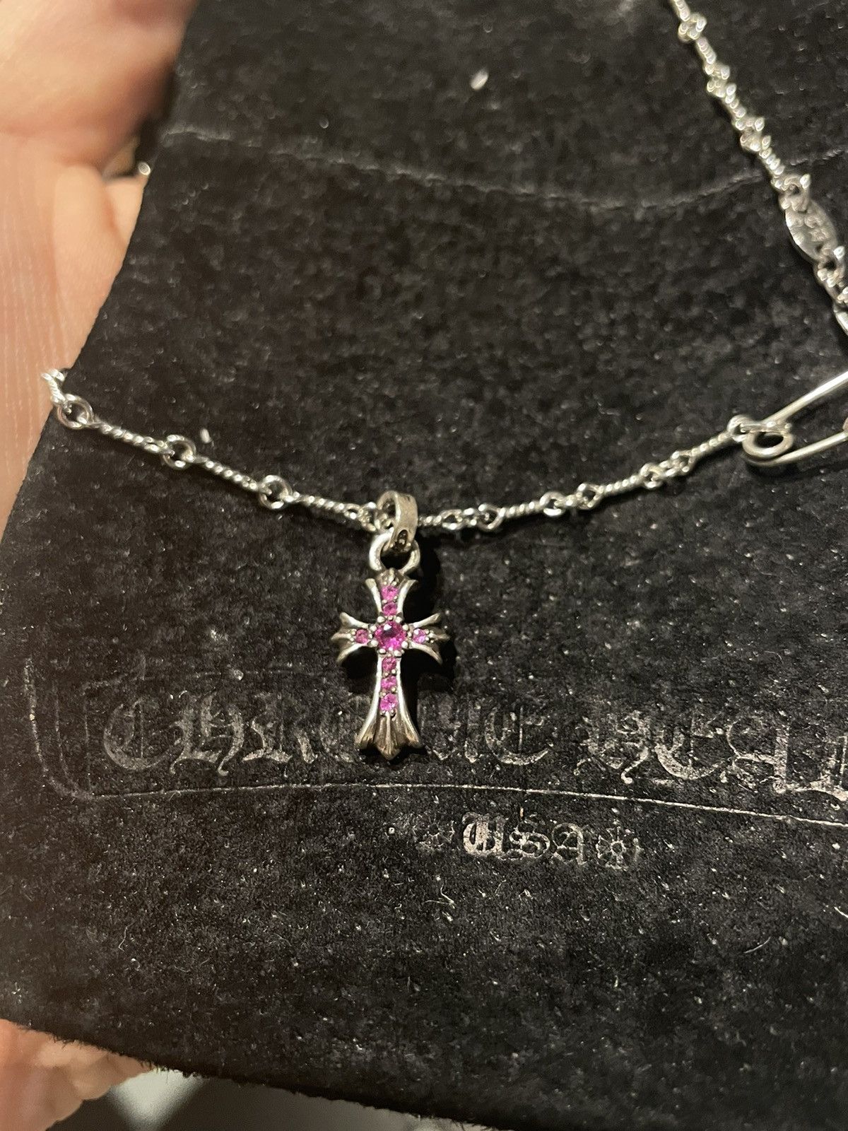 ★クロムハーツ★ BABY FAT CH CROSS PAVE PINK SAPPHIRE CHARM クロムハーツCHクロスベビーファットチャームwithパヴェピンク