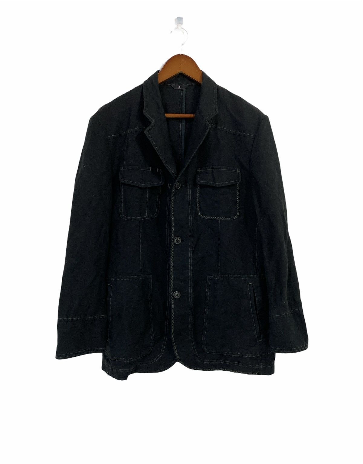 Lanvin Lanvin Linen Jacket 4 Pocket Design Made in Japan Size US M / EU 48-50 / 2 - 1 Thumbnail