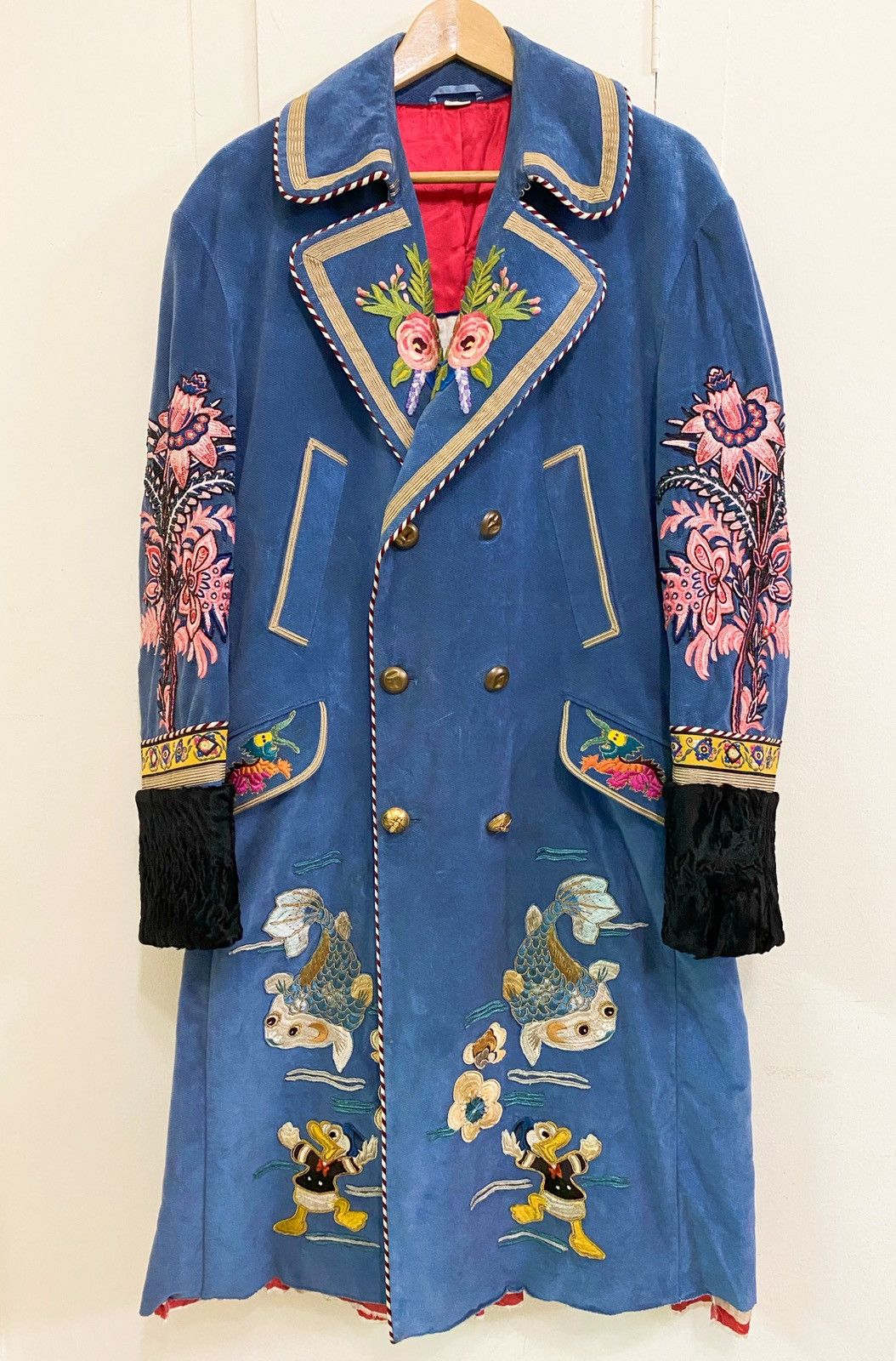 Gucci 11K Embroidered Shearling Fur Donald Duck Velvet Coat Grailed