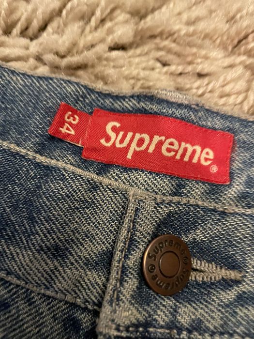 Supreme handstyle denim painter short blue | Grailed