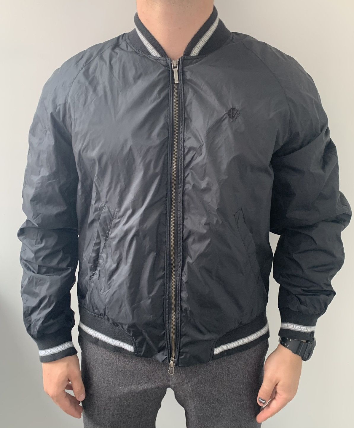 Versace × Vintage Versace classic black nylon bomber jacket Size US M / EU 48-50 / 2 - 12 Thumbnail