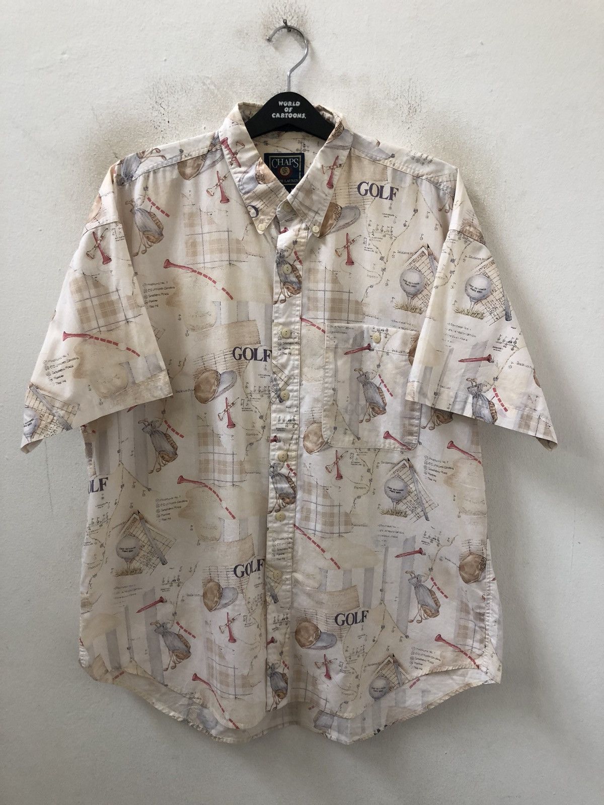 Vintage 90s Chaps Ralph Lauren All Printed Golfing Shirt