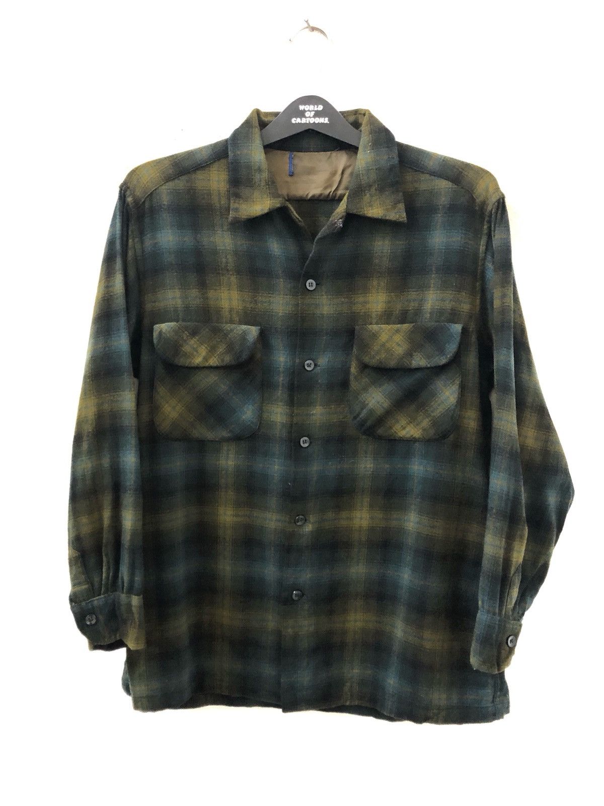 Pendleton × Vintage Vintage 60s 70s Double Flap Pocket Shadow Plaid Shirt Size US M / EU 48-50 / 2 - 1 Thumbnail