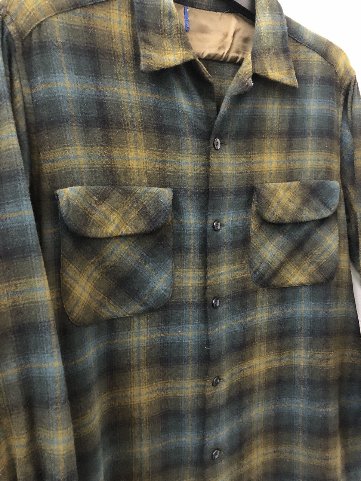 Pendleton × Vintage Vintage 60s 70s Double Flap Pocket Shadow Plaid Shirt Size US M / EU 48-50 / 2 - 2 Thumbnail