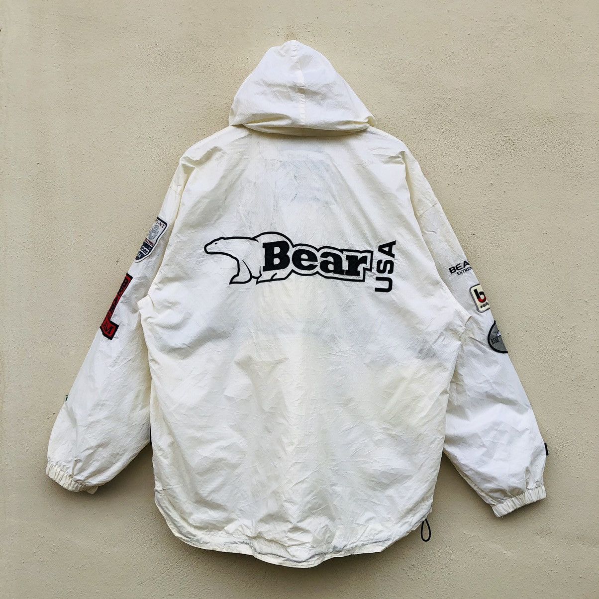 Vintage BEAR Big Logo Reversible Windbreaker Jacket Size Large 