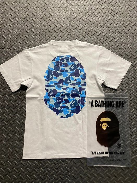 A Bathing Ape Men ABC Camo Side Big Ape Head Tee white blue