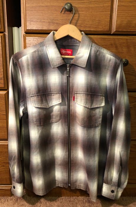Supreme FW2015 Shadow Plaid Zip Up Shirt Flannel | Grailed