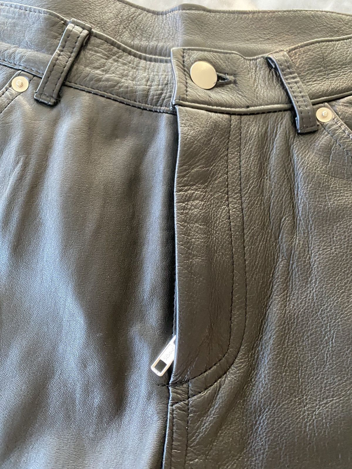 Vintage Black Leather Biker Pants (hand made in Canada) Size US 32 / EU 48 - 4 Thumbnail
