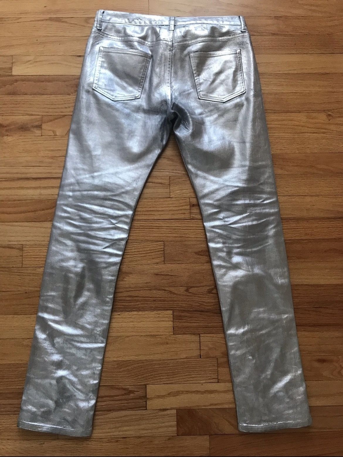 Maison Margiela silver painted jeans Size US 31 - 2 Thumbnail