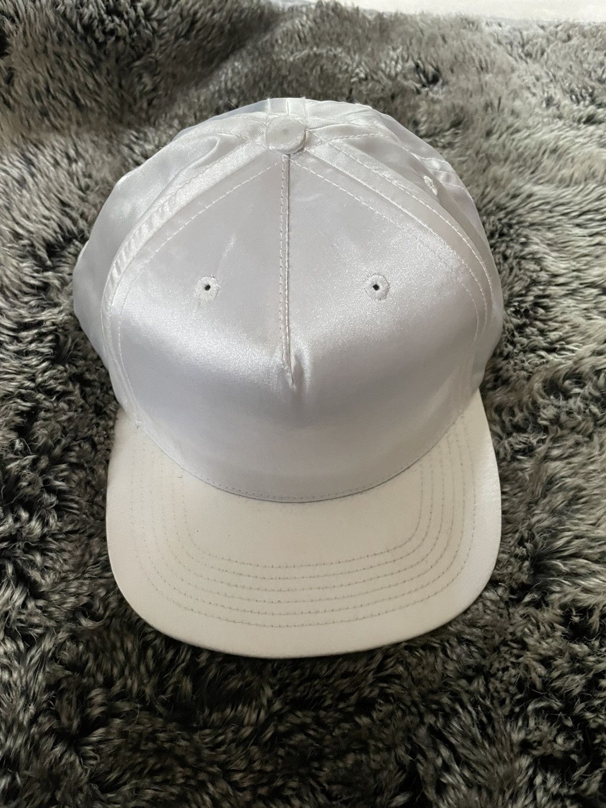 All white satin snapback