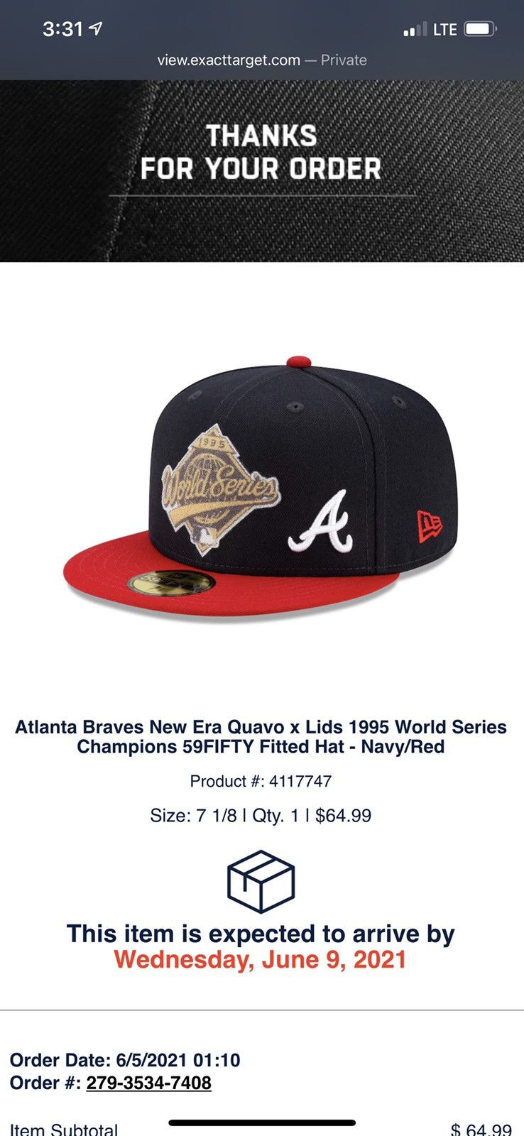 Atlanta Braves New Era Quavo x Lids 1995 World Series Champions 59FIFTY Fitted  Hat - Navy/Red