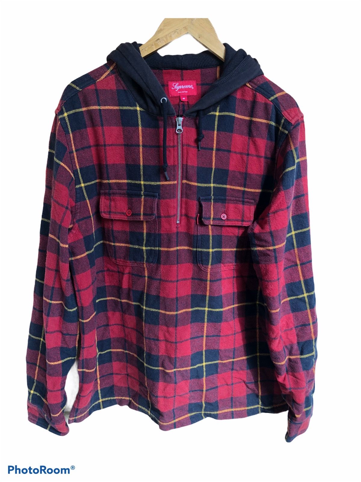 Supreme Vintage Supreme Hooded Plaid Half Zip Shirt | Grailed