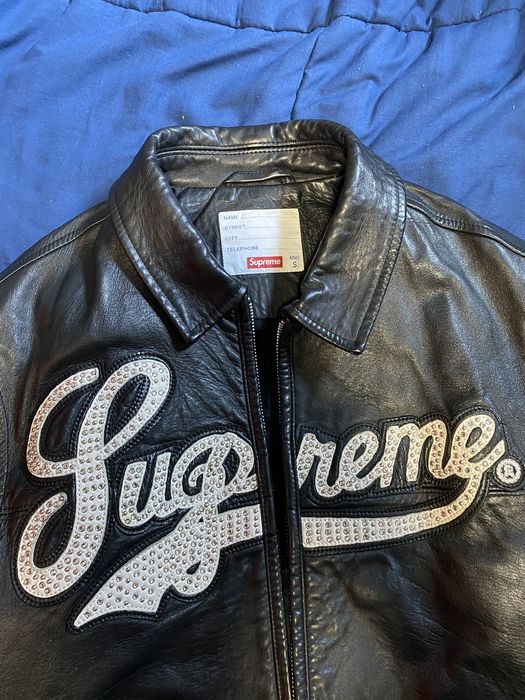 Supreme uptown studded leather hot sale jacket