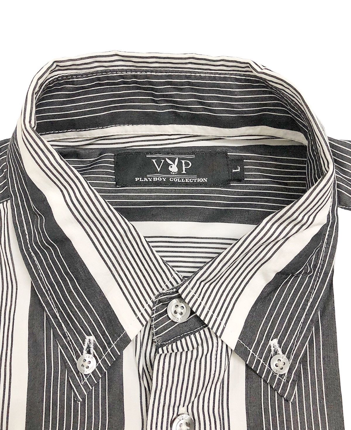 Vintage 00's vtg Playboy Black White Striped Button Up Size US L / EU 52-54 / 3 - 7 Thumbnail