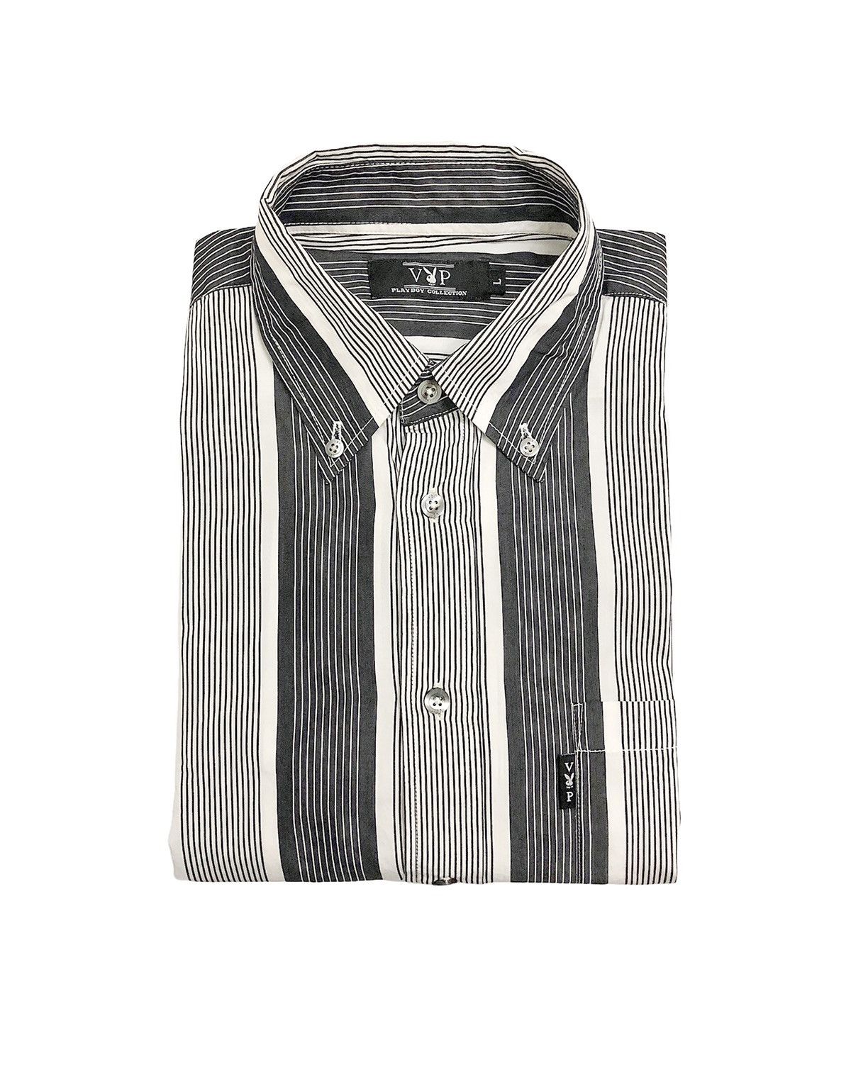 Vintage 00's vtg Playboy Black White Striped Button Up Size US L / EU 52-54 / 3 - 5 Thumbnail