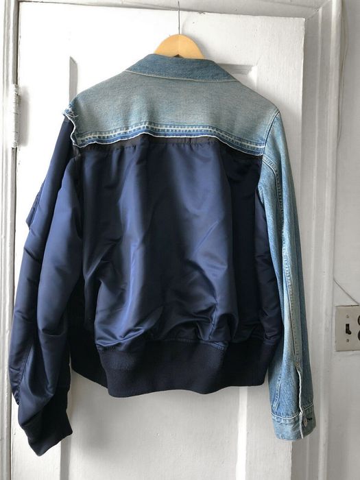 Sacai denim x MA-1 bomber jacket | Grailed