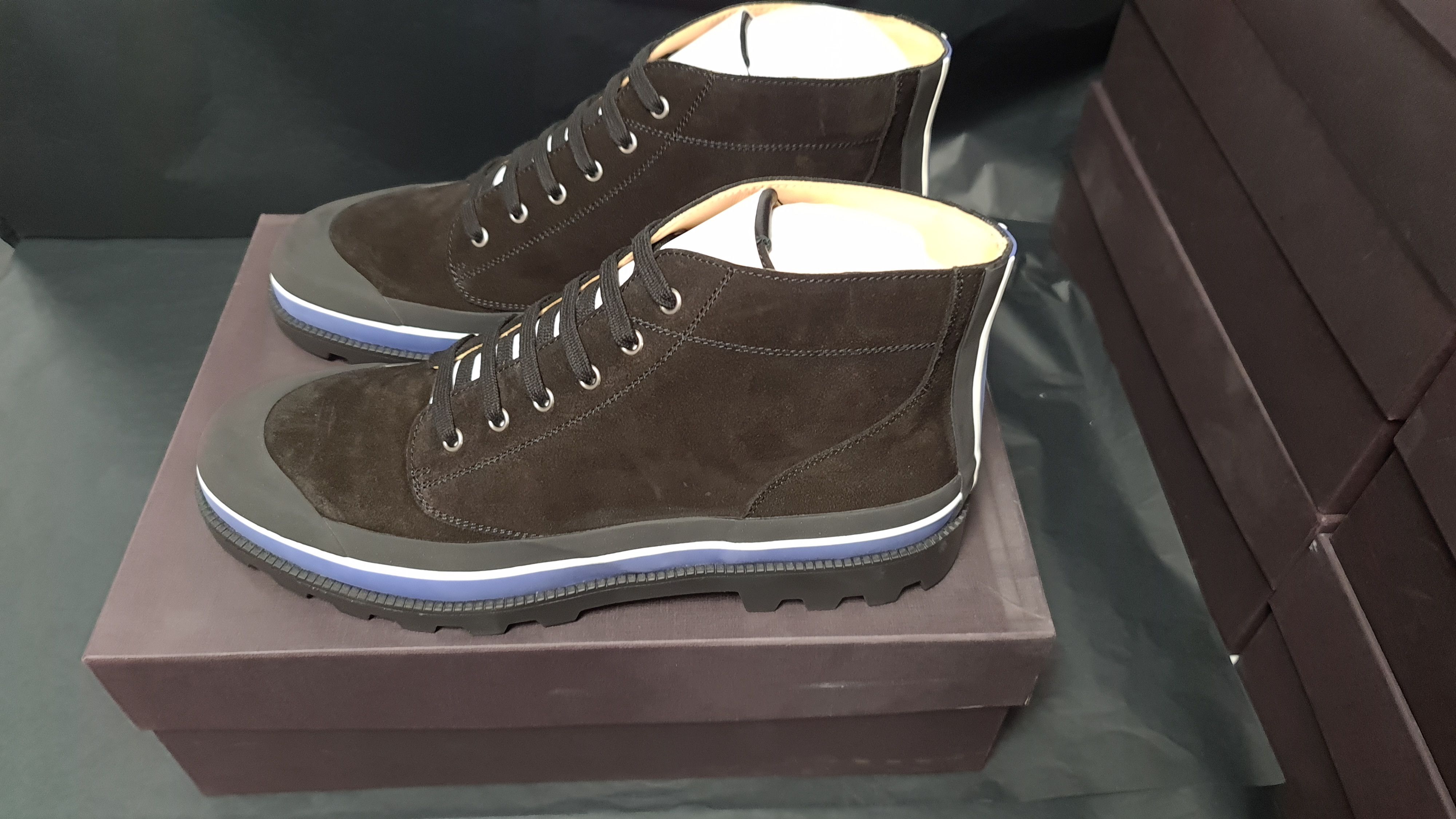 Valentino Army Boots Canvas Black Suede 40eu 7us