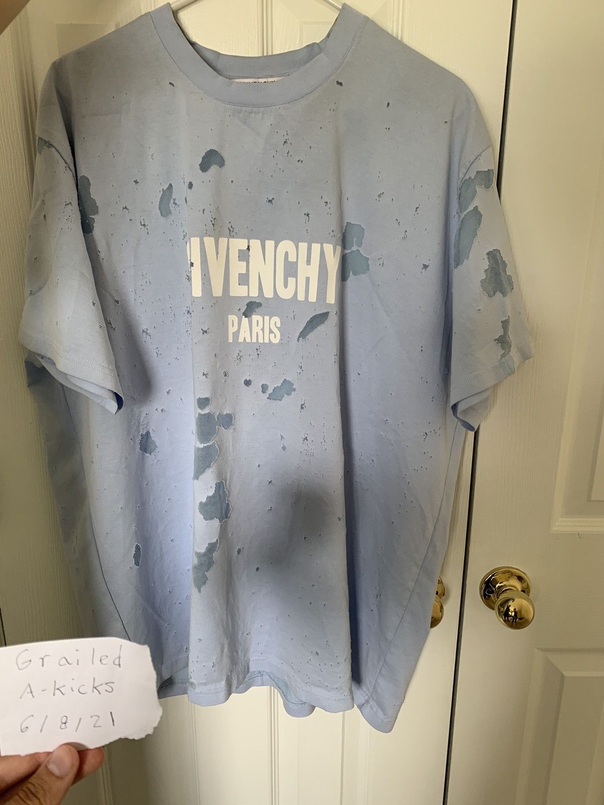 Givenchy blue distressed t shirt sale