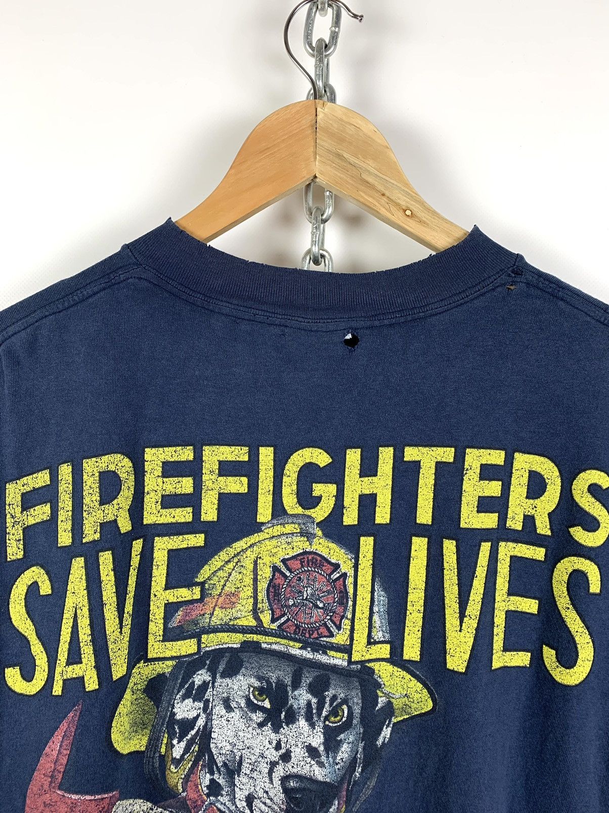 Big Dogs 90s Vintage Dog Firefighters Save Lives Always Ready Respond Size US L / EU 52-54 / 3 - 6 Thumbnail