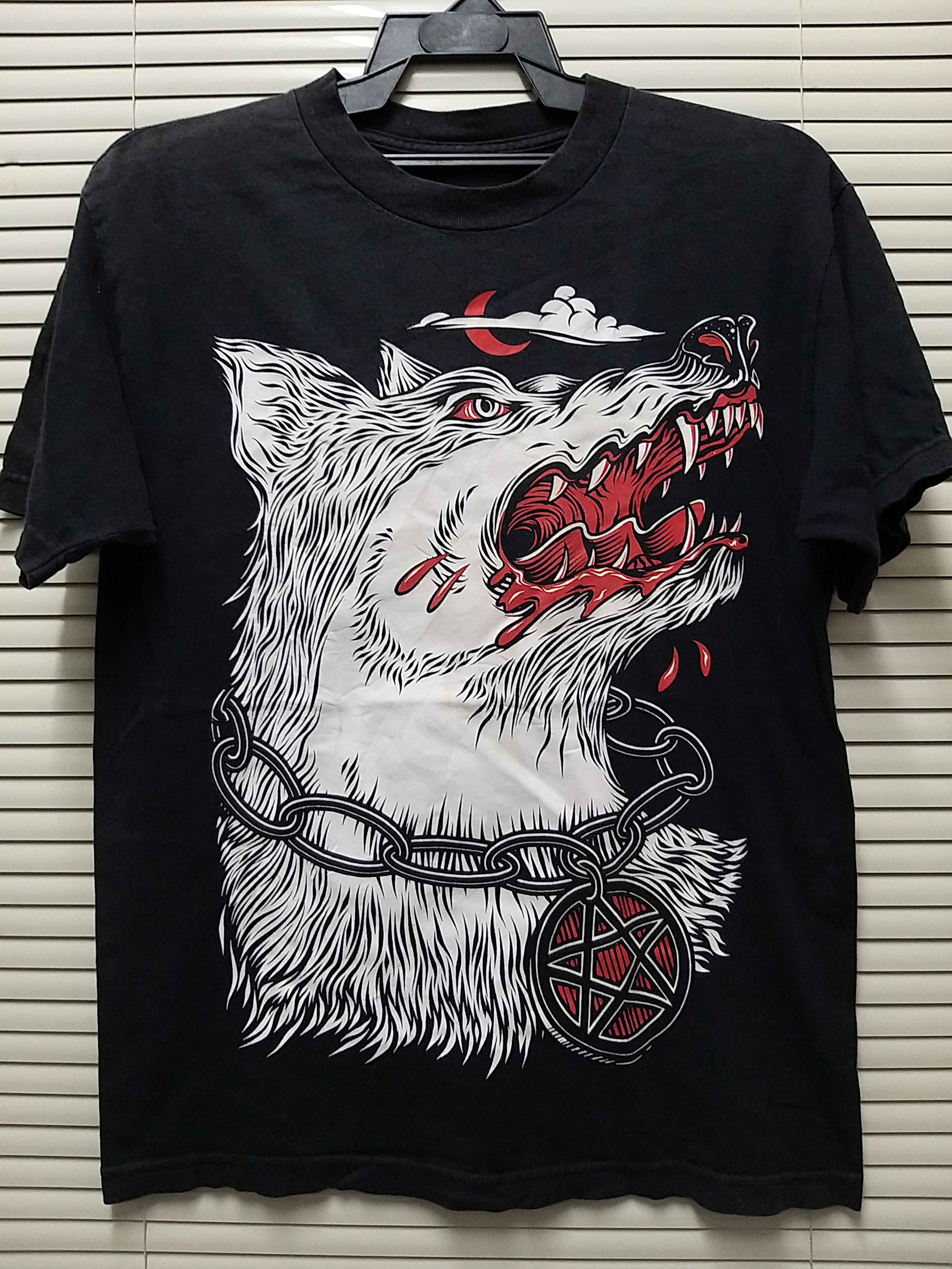 Japanese Brand SICK🔥SCARY WOLF METAL BIG PRINT DESIGN T SHIRT. Size US M / EU 48-50 / 2 - 1 Thumbnail