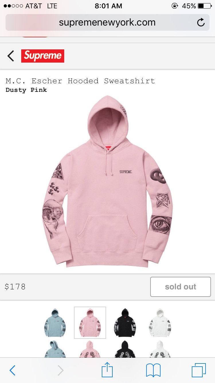 Supreme Supreme M.C. Escher Pink Hoodie Grailed