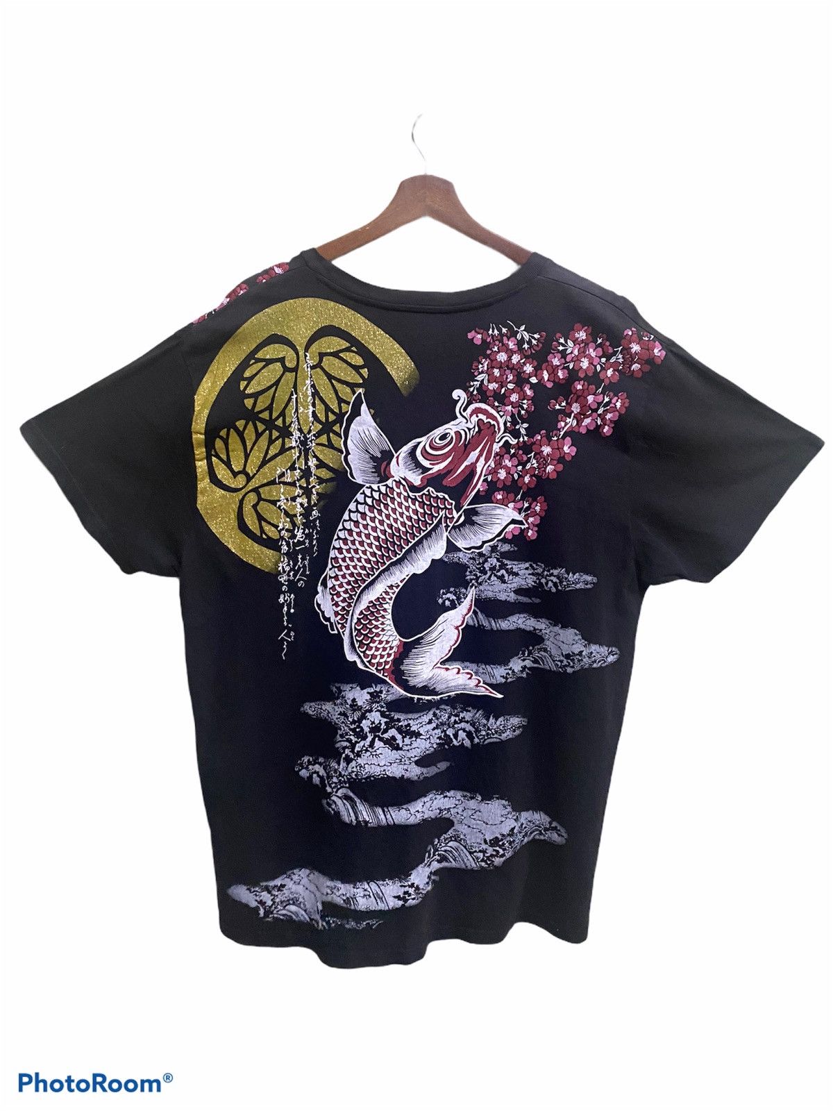 Japanese Brand × Vintage Vintage 90s sakura koi fish full print tshirt size L K6 Size US L / EU 52-54 / 3 - 1 Thumbnail