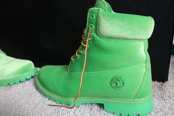 Green off cheap white timbs