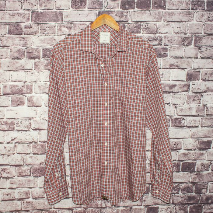 Billy Reid Standard Cut Men's Button Front Shirt Orange Plaid | Grailed