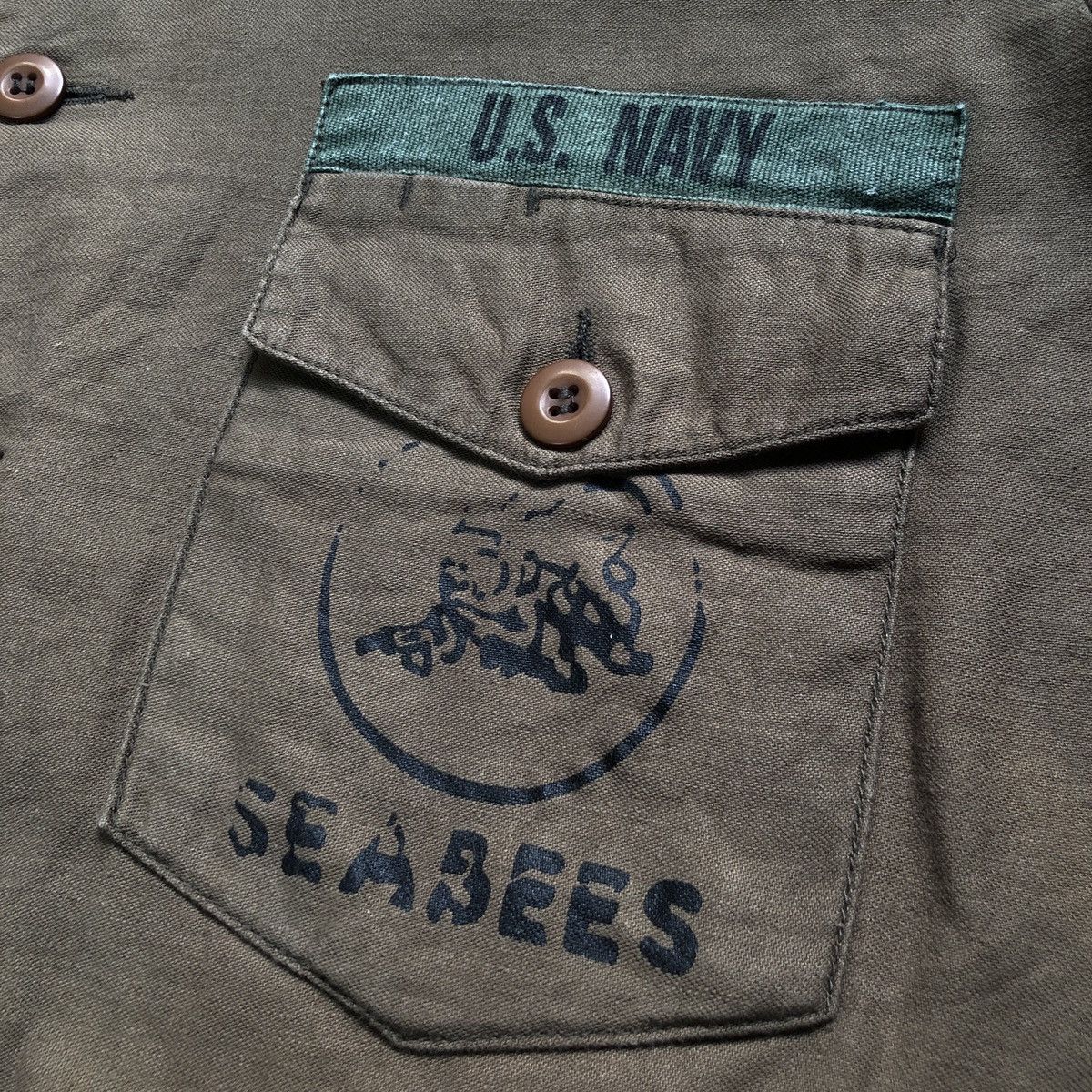 Japanese Brand Houston Us Navy Seabees Utility Army Shirt Size US L / EU 52-54 / 3 - 6 Thumbnail