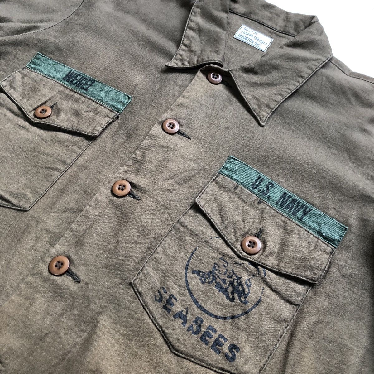 Japanese Brand Houston Us Navy Seabees Utility Army Shirt Size US L / EU 52-54 / 3 - 4 Thumbnail