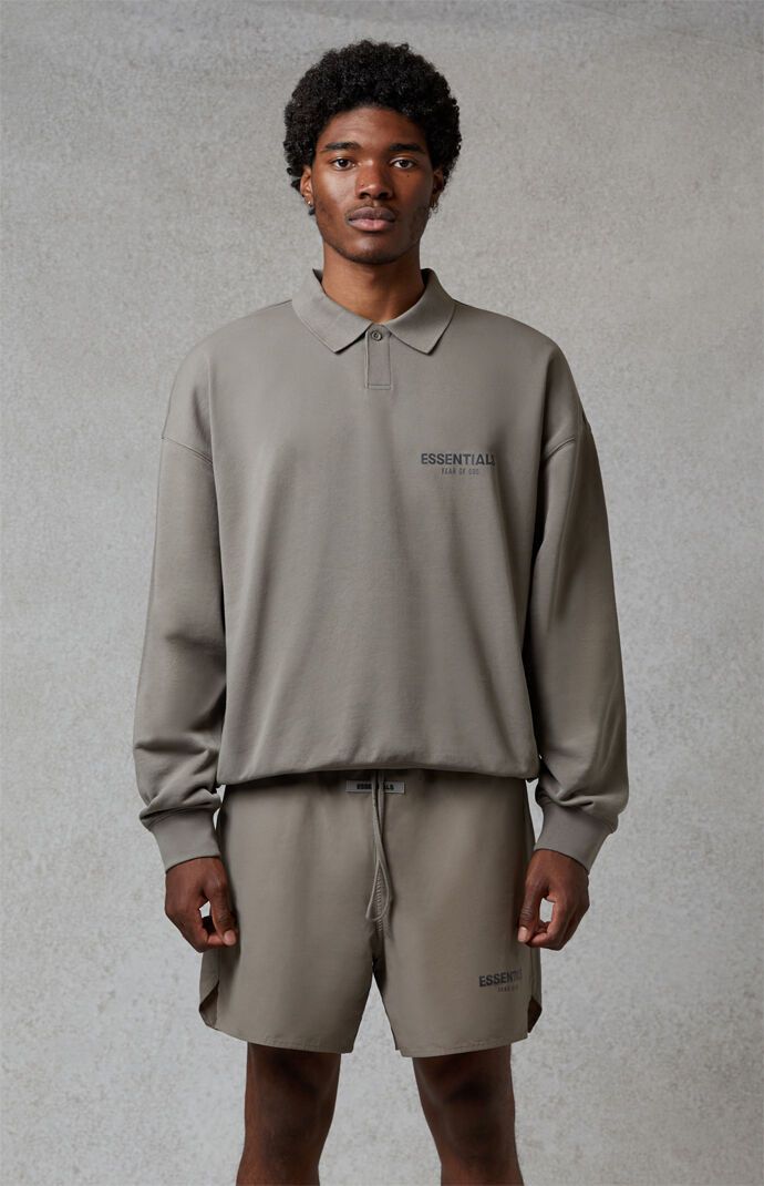 Fear of God FOG Essentials Cement Long Sleeve Polo Shirt