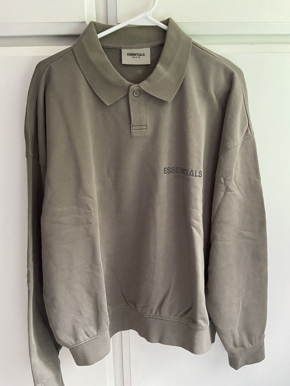 Fear of God FOG Essentials Cement Long Sleeve Polo Shirt