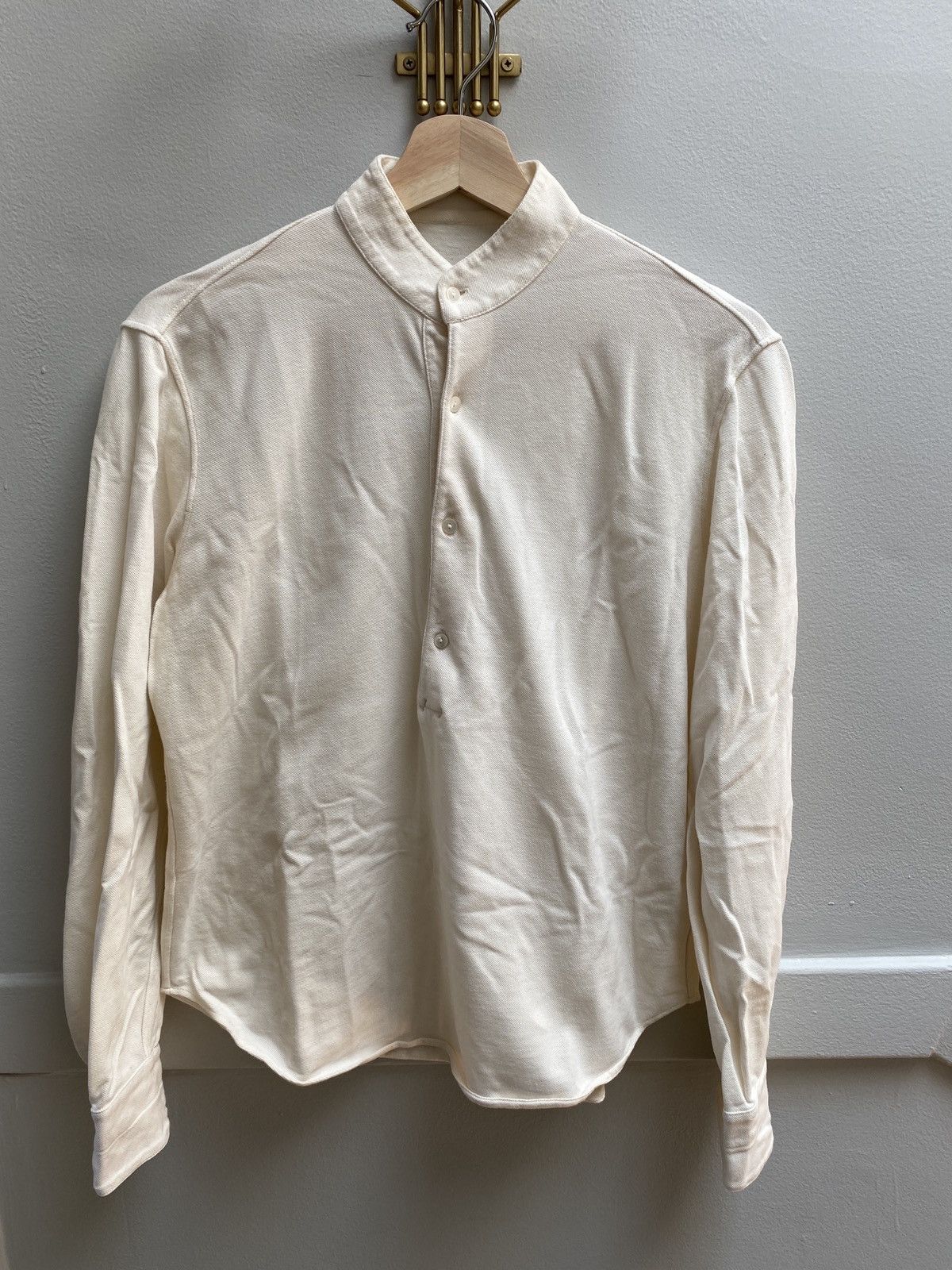 Stoffa Stoffa knit popover shirt, cream, size 46 | Grailed
