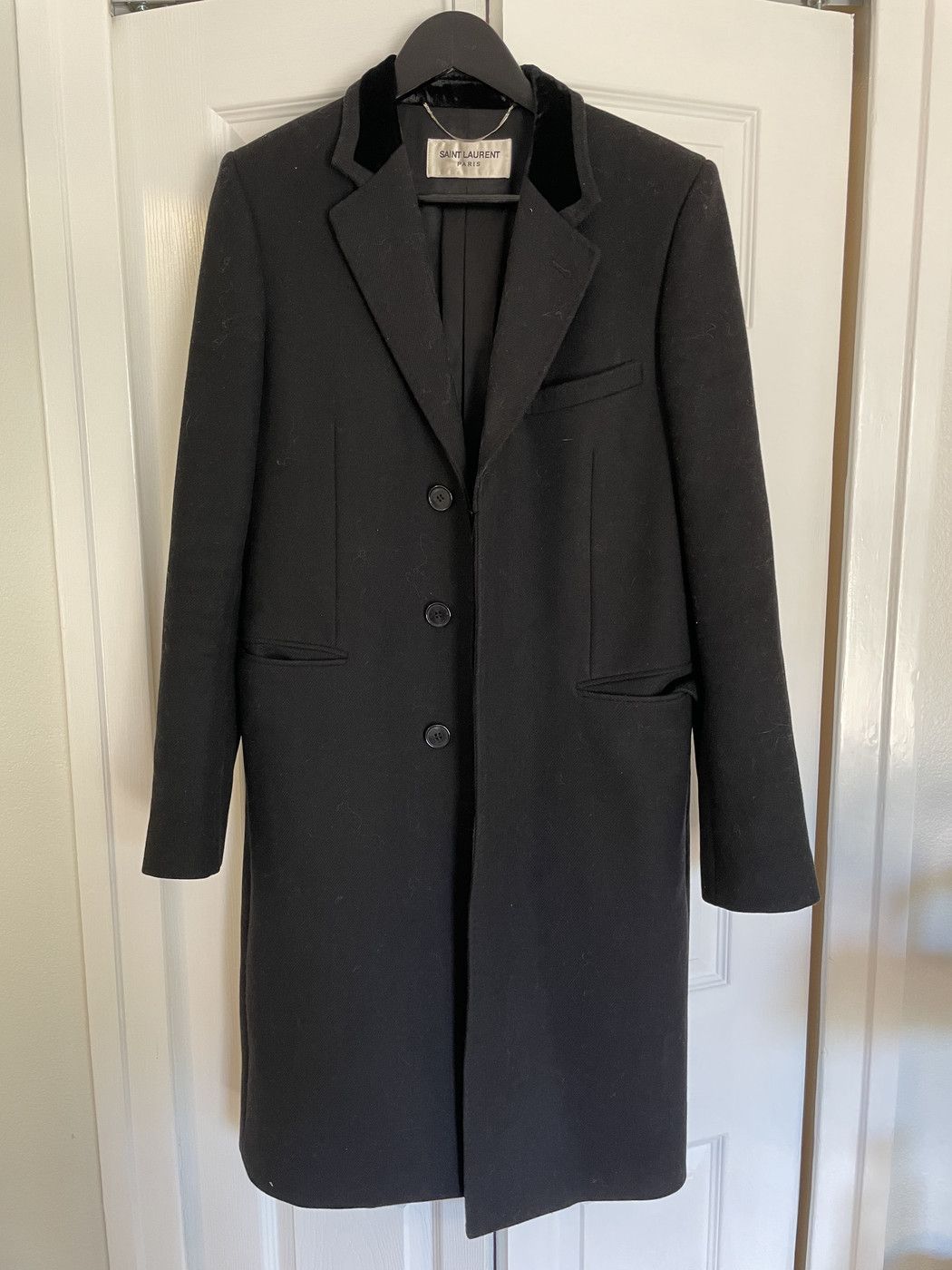 Saint Laurent Paris Velvet Lined Topcoat | Grailed