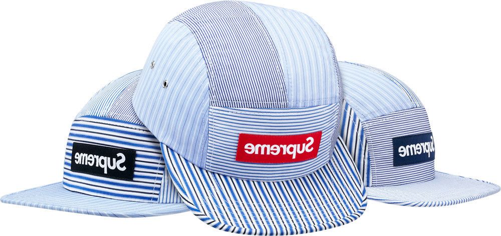 Supreme SUPREME COMME des GARCONS CDG SS12 Blue Striped Seersucker Camp Hat 5 Panel Cap Grailed