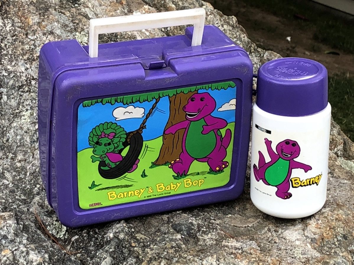 Vintage NEW 1992 Barney lunchbox & thermos kids show 90s nostalgia ...