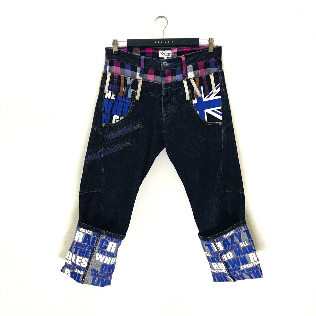 Japanese Brand NYLAUS Denim Double Waist Multicolor Jeans Size US 32 / EU 48 - 2 Thumbnail