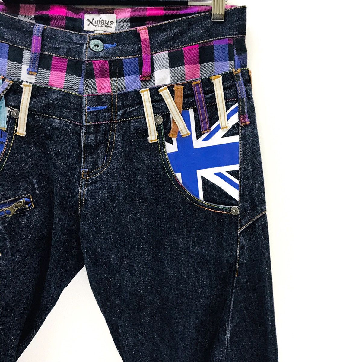Japanese Brand NYLAUS Denim Double Waist Multicolor Jeans Size US 32 / EU 48 - 8 Thumbnail