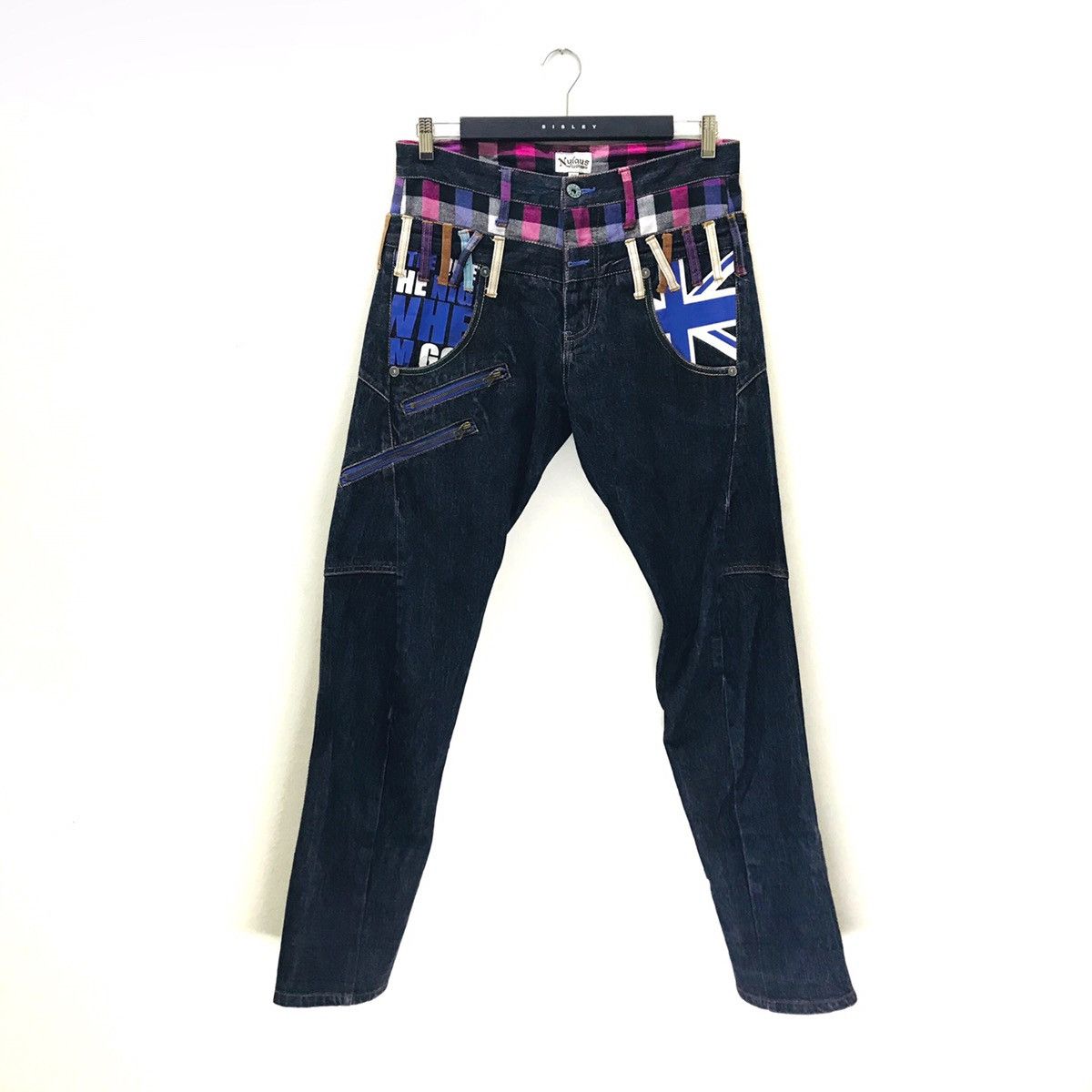 Japanese Brand NYLAUS Denim Double Waist Multicolor Jeans Size US 32 / EU 48 - 5 Thumbnail